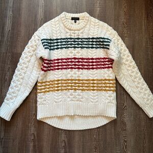 Rag & Bone Women’s Lambswool Sweater - XXS Cream Green Red Yellow Wool